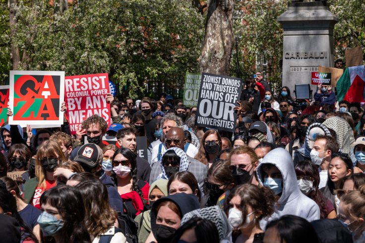 protestors rally for palestine in new yorks washington square park