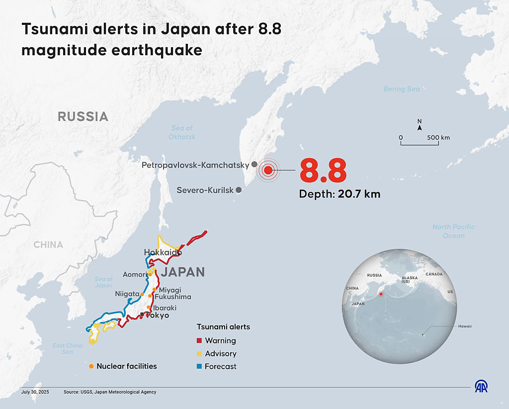 Tsunami Alerts Issued for Alaska, Hawaii After Earthquake near Russia